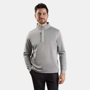 Chemises de sport ajustées à séchage rapide pour hommes, col zippé quart, manches longues, haut de performance pour l'extérieur, pull-over - Product Image 1