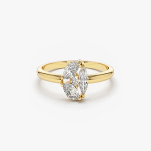 Bague solitaire en diamant cultivé par Marquise Lab Bague de fiançailles en or jaune 10 carats de style classique Alternative unique pour femme - Product Image 1