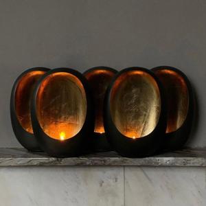 Juego de 5 portavelas de diseño hecho a mano negro puro con calidad y material extra antiguos - Product Image 1