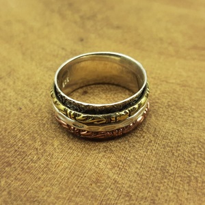 925 Sterling Silver Copper and Brass Meditation <b>Ring</b> Artisan Made <b>Spinner</b> Band <b>Ring</b> <b>Ring</b> Supplier - Product Image 3