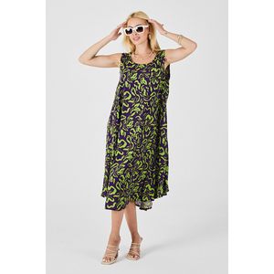 Abito Midi ragazzo lavorato a maglia con scollo a U con Design senza maniche a fantasia taglio asimmetrico - Product Image 3