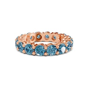 แหวนเพชรน้ำเงินสดใสทรงกลม 1.00 กะรัต ทองคำแท้ 14K ทรงคลาสสิก - Product Image 3