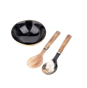 Ensemble d'ustensiles à salade en résine artisanale, écologique, lavable au lave-vaisselle, moderne, 11 pouces, outils à salade, cuisine à domicile, fabriqué en Inde - Product Image 3