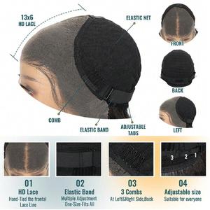 Pelucas de encaje <span class=keywords><strong>frontal</strong></span> transparente de 24 pulgadas / 61 cm, <span class=keywords><strong>peluca</strong></span> larga ondulada 13x6 <span class=keywords><strong>con</strong></span> cabello de bebé, adecuada para uso diario, resistente al calor - Product Image 5