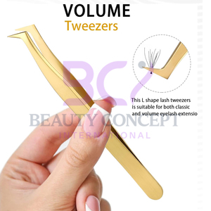 Golden Color OEM Service Polished Stainless Steel Durable Isolation Lightweight High Quality Lash Extension Eyelash Tweezers - Product Image 3