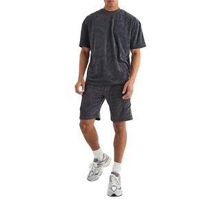 Conjunto de Camiseta y Pantalones Cortos de Verano con Logotipo Personalizado, Diseño de Cuello Redondo, Venta al por Mayor, Cómodo, 180 Gsm, Conjunto para Hombre - Product Image 2