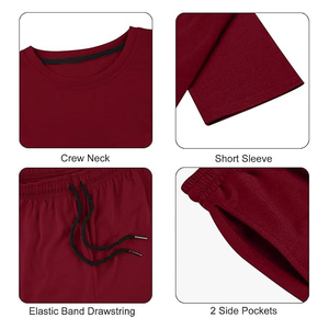 Ensemble de survêtements et shorts d'été à manches courtes et respirants 100% coton à 2 poches pour hommes de haute qualité - Product Image 5