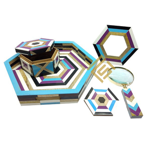 Horn Bone Set Square Shape Bathroom Accessories Latest Wooden Drink <b>Coaster</b> Handmade Indian Handicraft Item Wood and Resin Wood - Product Image 1