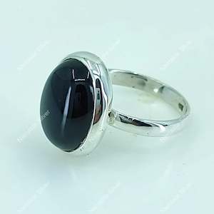 925 Sterling Silver Handmade <b>Statement</b> <b>Ring</b> Black Onyx Oval Cocktail Gemstone July Birthstone <b>Ring</b> for Party Black Jewelry - Product Image 3