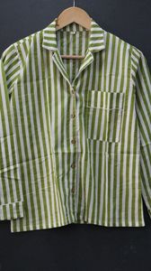 Traje de noche de algodón puro a rayas, conjunto de Pijamas largos de tejido suave, ropa de noche de algodón indio informal, regalo perfecto para ella - Product Image 2