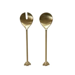 <b>Bee</b> Design Brass Salad Serving Set of 2 with Matte Polish for Kitchen Unique Brass Flatware Salad Cutlery Sets at Low Price - Product Image 1