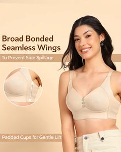 Tweens Invisi-Fit Algodón ligeramente acolchado Bonded Seamless Minimiser Sin cables Patrón sólido para todos los días Tono de piel de la Style-TW-SB-9203 - Product Image 5