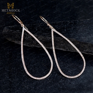 Pave Diamond Solid14K Gold Drop <b>Earrings</b> Handmade Jewelry New Trendy Design <b>Top</b> Quality Diamond Gold <b>Earrings</b> - Product Image 2