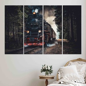 Printed Canvas Artwork: Scenic Train View for Farmhouse Decor,SET OF 4 CANVAS - Product Image 1