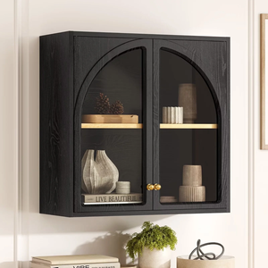 Armoire murale de salle de bain, armoire à pharmacie avec porte en acrylique cintrée, armoire de rangement au-dessus des toilettes avec étagère réglable pour salle de bain - Product Image 1