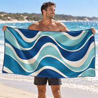 Serviette de plage en microfibre gaufrée personnalisée par sublimation, légère, séchage rapide, impression couleur intégrale pour les marques de détail
