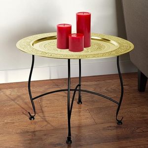 Offre spéciale, Table ronde en métal personnalisée et faite à la main, Table d'appoint avec placage au design antique pour meubles de salon de chambre à coucher - Product Image 6