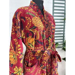 Robe de chambre unisexe de luxe en velours, élégante, Ikat Grn Malibu Blulich, Kimono reversable doublé de soie, pour automne-hiver - Product Image 6