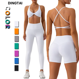 Manufacturer's Custom Logo Yoga Set for <b>Women</b> Active Wear Fitness Piece Sports Set <b>Flare</b> <b>Leggings</b> Match Spandex Material - Product Image 6