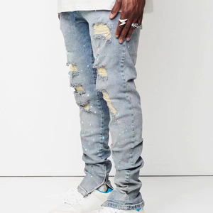 Pantalones vaqueros estilo hip hop para hombre, pantalones cortos ajustados con agujeros, pantalones lápiz, nuevos pantalones vaqueros pintados para hombre, ropa de calle, pantalones vaqueros largos - Product Image 2