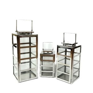 โคมไฟเชิงเทียนโลหะสแตนเลสลายทางสำหรับตกแต่งบ้าน - Product Image 2