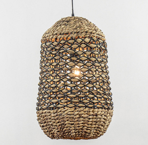 Abat-jour en jacinthe d'eau tissé à la main Couverture de suspension naturelle écologique pour la maison, le café ou le décor de villégiature - Product Image 1