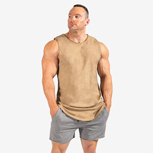 Venta al por mayor de fábrica de los hombres de verano Muscle Fit 100% algodón camiseta sin mangas con logotipo personalizado camiseta sin mangas de entrenamiento - Product Image 1