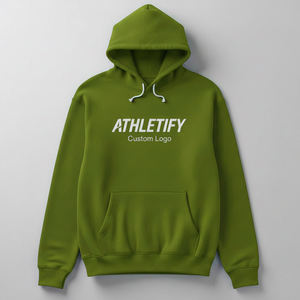 Sweat à capuche élégant et décontracté en coton mélangé pour hommes, poche kangourou en gros et ourlet côtelé pour un usage quotidien en hiver. - Product Image 1