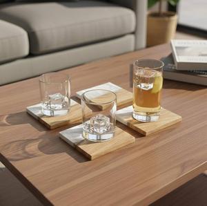 Juego de Posavasos Cuadrados Decorativos de Resina y Madera Hechos a Mano con Diseño Moderno de 350 mm de Diámetro para Protección de Mesa y Decoración del Hogar - Product Image 3