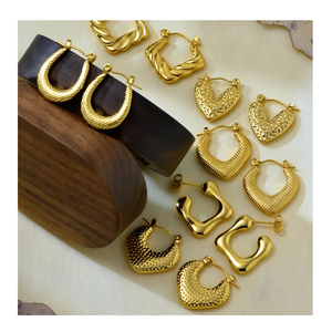 Boucles d'oreilles à la mode en acier inoxydable épais plaqué or 18 carats pour femmes perle de déclaration de qualité supérieure pour cadeau - Product Image 1