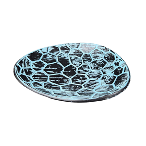 Plateau de service en aluminium à patine bleue de luxe vintage, vaisselle de table Art déco durable et résistante pour mariages - Product Image 5