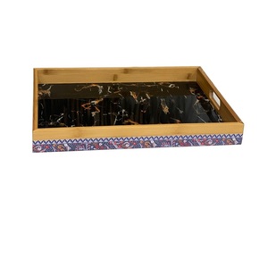 Plateau de service en bois de forme rectangulaire avec finition émaillée Vaisselle Plat de service alimentaire Plateaux en métal de haute qualité - Product Image 1