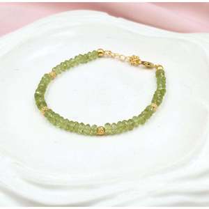 Peridot <b>Gemstone</b> Beaded <b>Bracelet</b> Ball-Shaped Religious Gold Plated Bangles with Garnet Amethyst Quartz Pearl Agate Stones Gift - Product Image 1