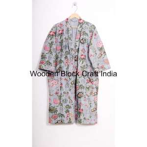 Wholesale <b>Womens</b> Vintage Cotton Kantha Quilted Short <b>Kimono</b> Robe Handmade Indian Festival Fashion Sleepwear Jacket Cozy Wear - Product Image 1