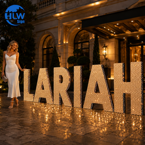 Letras LED Perforadas con Acabado Pintado, Letras Grandes Tipo Marquee con Diseño de Estrellas de 4 pies para Fiestas y Eventos - Product Image 1