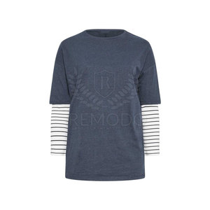 Ropa más vendida, camiseta para mujer, camiseta de doble capa con cuello redondo y estampado de logotipo personalizado para mujer, camiseta de manga corta para mujer - Product Image 1