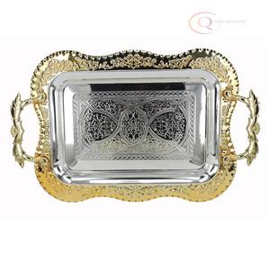 Plateau décoratif artisanal en métal de luxe pour l'accentuation de la maison et les cadeaux sur le thème du Ramadan |   Styling d'intérieur moderne - Product Image 3