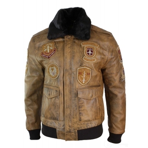 Chaqueta Bomber de piel de oveja auténtica para hombre, chaqueta de cuero para motocicleta, multicolor - Product Image 6