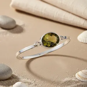 925 <b>Silver</b> Citrine Crystal <b>Bangle</b> <b>Bracelet</b> Elegant Gemstone Jewelry Gift - Product Image 3