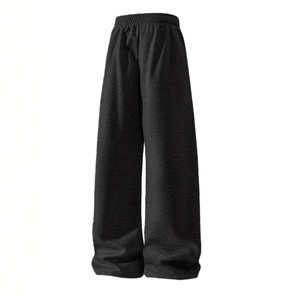 Solid Color Woolen Men's Elastic Waist Straight Leg Sweatpants Casual Baggy Joggers <b>Winter</b> <b>Trousers</b> - Product Image 4
