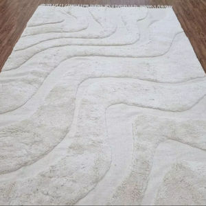 Tapis blanc ivoire en coton tissé à la main décor bohème écologique tapis de salon de cuisine extérieure - Product Image 1