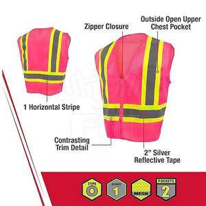 Gilet de sécurité à logo personnalisable unisexe en polyester haute visibilité matériau réfléchissant poches multiples pour une sécurité pratique - Product Image 2