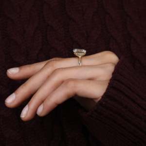 Anillo de Compromiso Toi Et Moi, Corte Esmeralda en Forma de Pera, Diamante de Laboratorio, Joyería Fina, Forma Marquesa, Claridad VVS1, Rodio Platino - Product Image 4