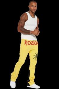 Most Comfortable Men's Flared Sweatpants 290 GSM Yellow Fleece Casual Style with Custom Printing Fabric Material <b>Stacked</b> Design - Product Image 5