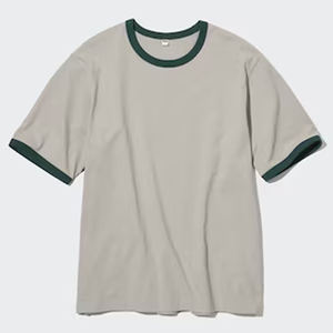 T-shirt basique à manches courtes et col rond Ringer Crewneck Cotton T-Shirts Tees 60% AIRism Cotton, 40% Polyester Street Style T Shirt - Product Image 6