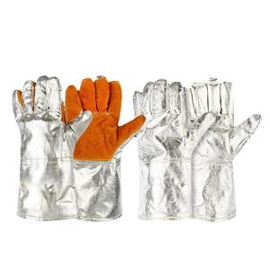 Gants de travail en cuir aluminisé industriel à haute température avec doublure en polaire Gant de sécurité de soudage confortable et résistant à la chaleur - Product Image 2