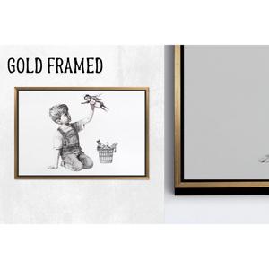 Arte en Lienzo de Banksy Boy: Decoración en Lienzo Impreso Game Changer, 1 Pieza con Marco Dorado - Product Image 1