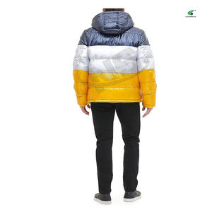2025 nueva llegada logotipo personalizado con capucha lona hombres chaqueta acolchada impermeable transpirable moda burbuja brillante al aire libre invierno - Product Image 5