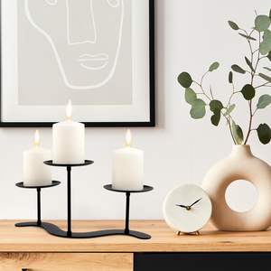 Bougeoir décoratif en métal 3 supports avec le meilleur design pour un dîner romantique ou des événements disponibles au meilleur prix - Product Image 3