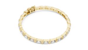 Pulsera de tenis de oro blanco macizo de 18K con diamantes naturales de corte esmeralda, certificados IGI, para mujer, joyería fina de moda VDS para bodas y fiestas - Product Image 2